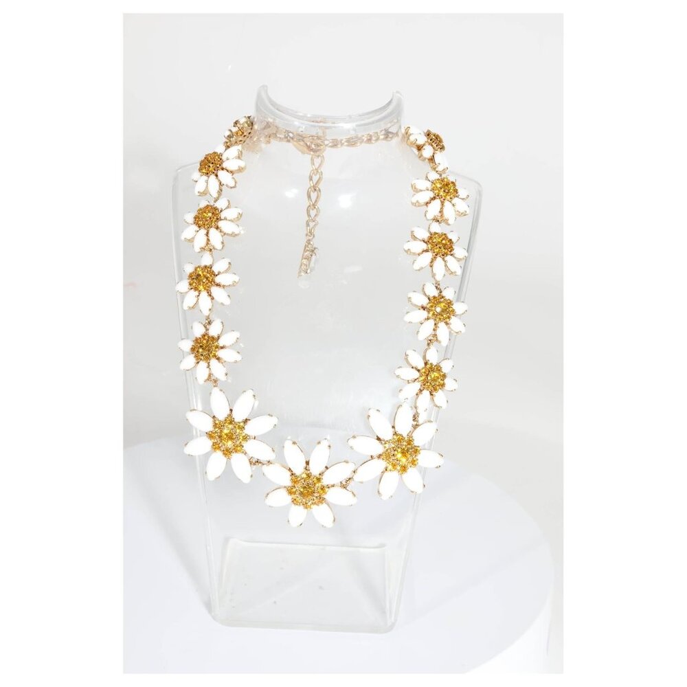 Dolce & Gabbana Crystal Daisy Gold Tone Necklace